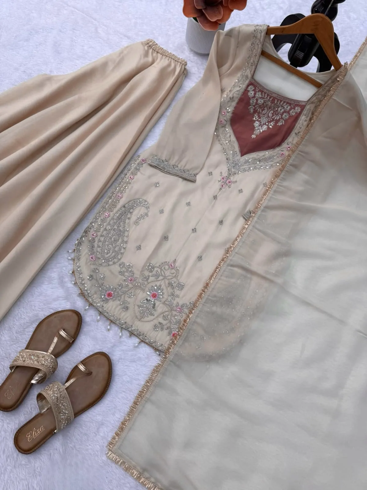 Paisley-Yoke Salwar Suit - Lavender